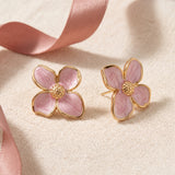 Enamel Flower Earrings — Pink