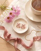 Enamel Flower Earrings — Pink