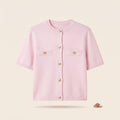 The Short-Sleeve Knit Cardigan — Pink
