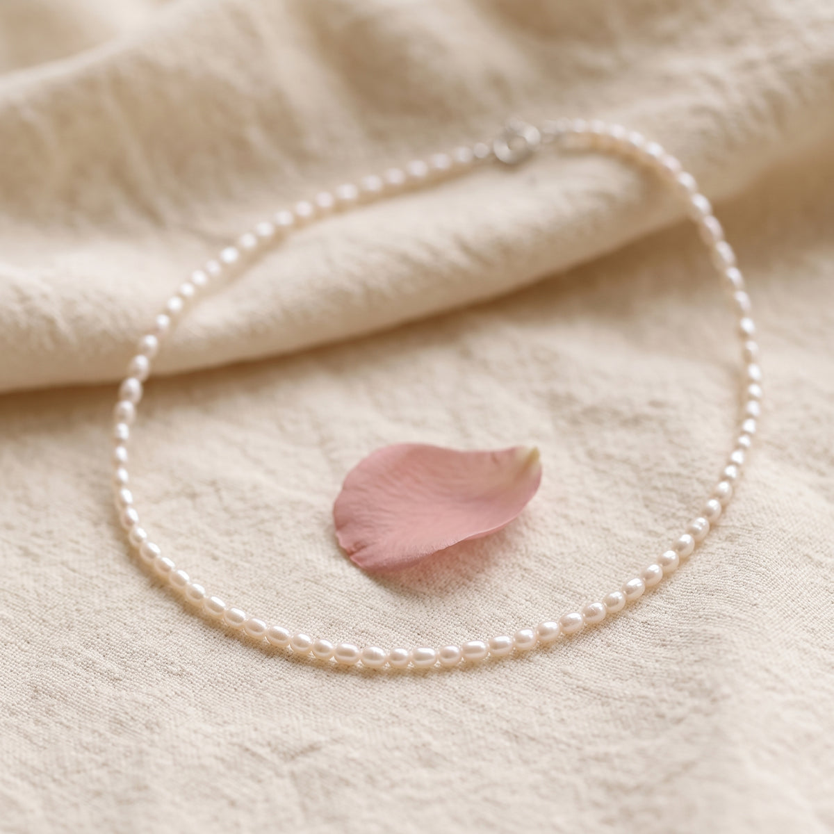 The Dainty Pearl Necklace — Sterling Silver Clasp