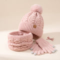 Pom-Pom Beanie, Gloves & Neck Warmer Set — Pink
