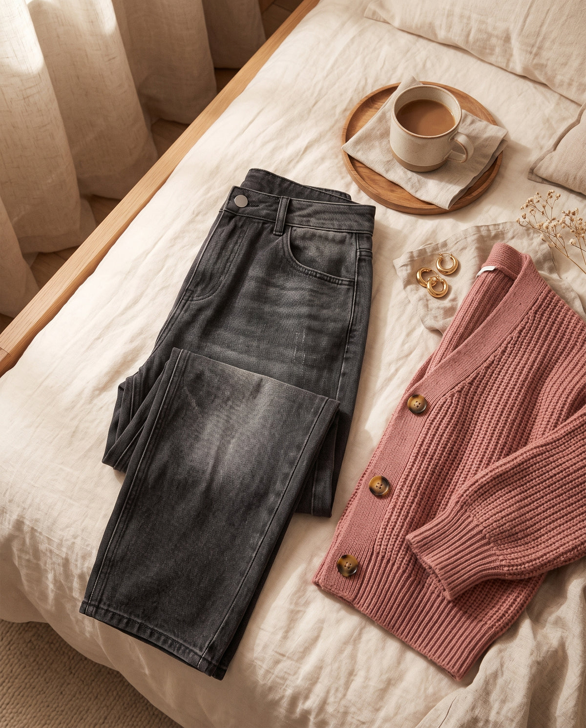 The Petite Wide-Leg Jeans — Washed Black