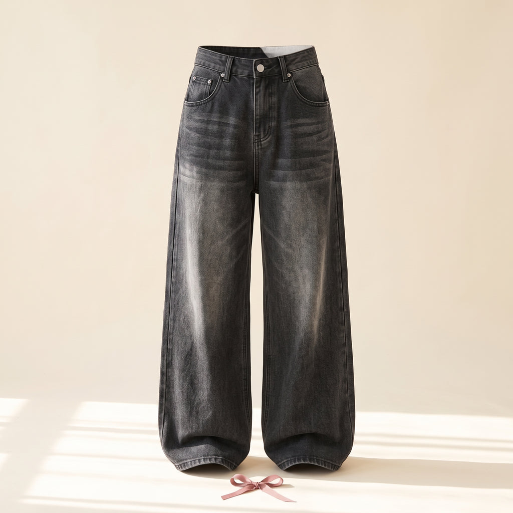 The Petite Wide-Leg Jeans — Washed Black