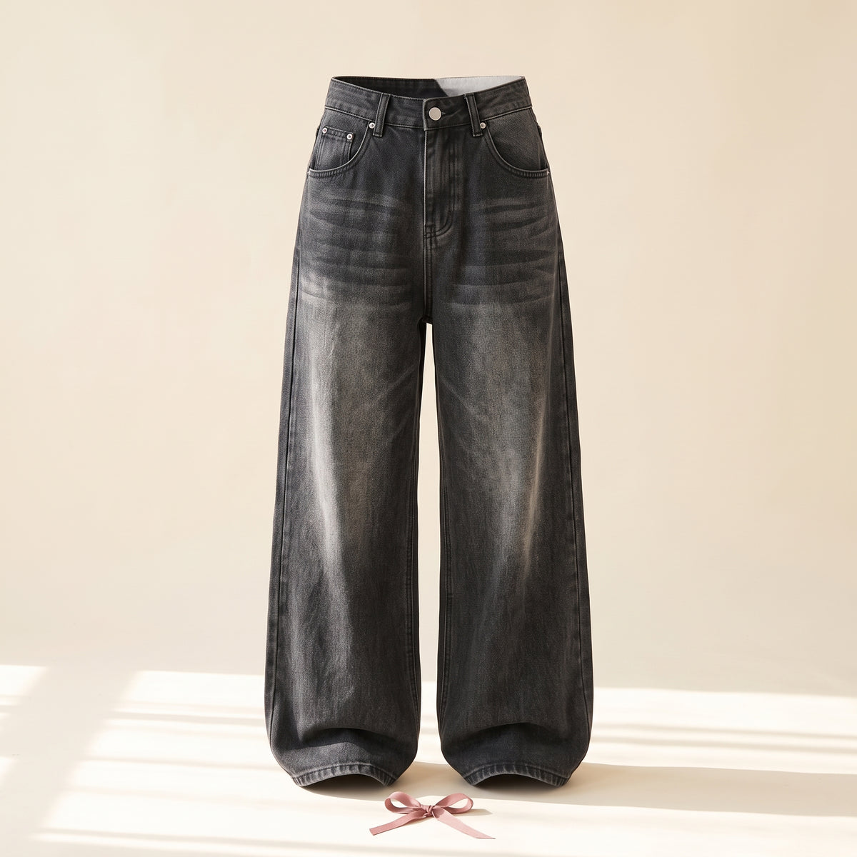 The Petite Wide-Leg Jeans — Washed Black