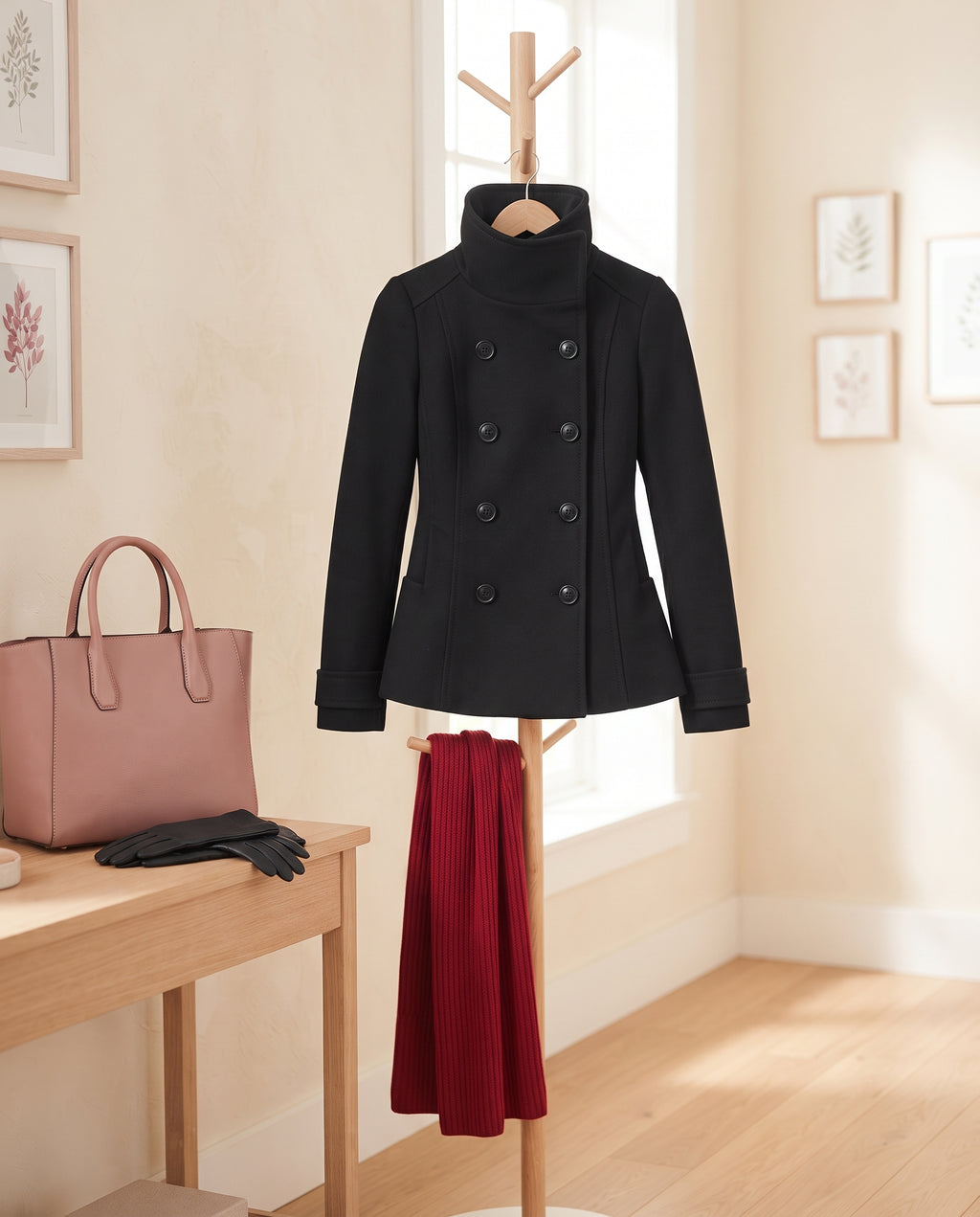 The Petite Peacoat — Black