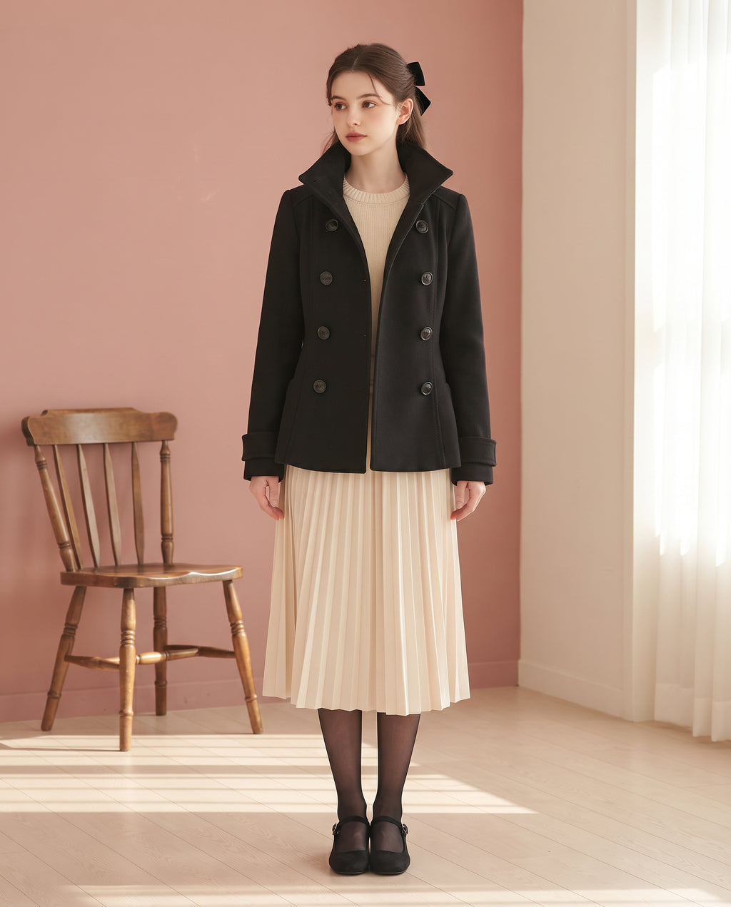 The Petite Peacoat — Black
