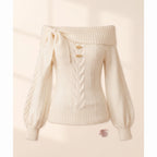The Off-Shoulder Bow Sweater — Cream